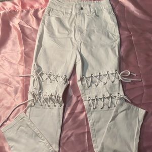 High waisted Lace Up Jeans